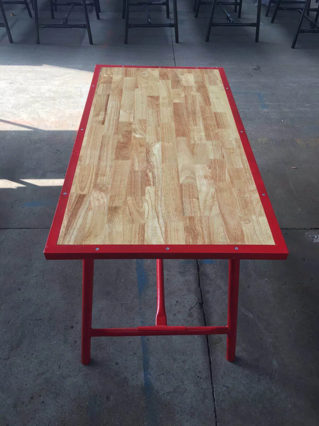 Simple Solid Wood Work Bench with Legs Fold-Able Industrial Table