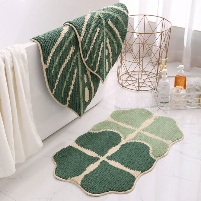 Leaf Shaped Microfiber Water Absorbent Bath Mat Bedroom Non Slip Floor Mat