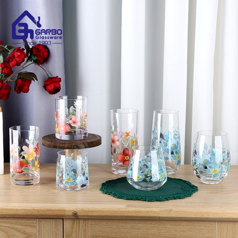 Stunning Floral Print Single Wall Tumbler Glass Wholesale Drinkware
