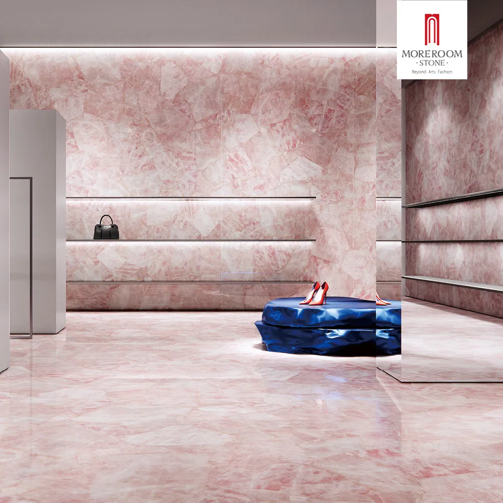 Sintered Stone Crystal Pink Marble Slabs for Bright Living Room Flooring and Walls