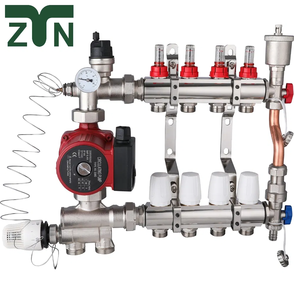 Factory Water Valved Stainless Steel Manifold Hosehold Radiant Floor Heating Manifold