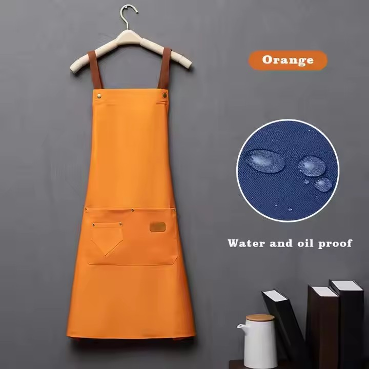 Custom Logo Kitchen Apron with Pocket Adjustable Chef Aprons for Restaurant Cafe and Barbershop