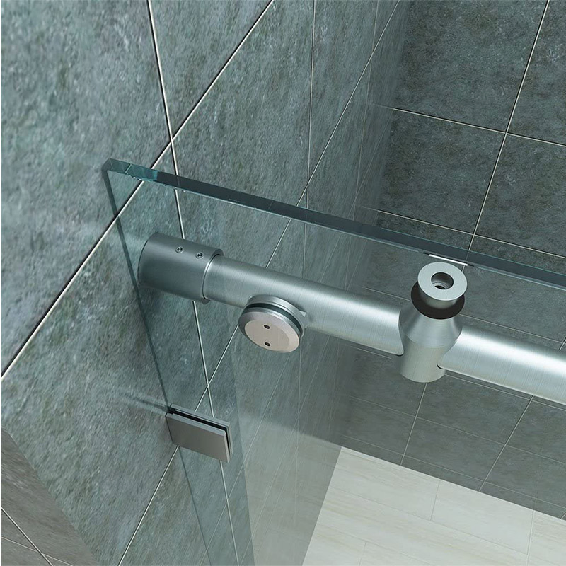Stylish Frameless Corner Shower Door with Fixed Glass Panel