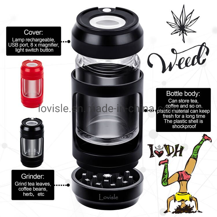 Mag Jar Herb Grinder LED Resin Grinder Rolling Tray Smoking Kit