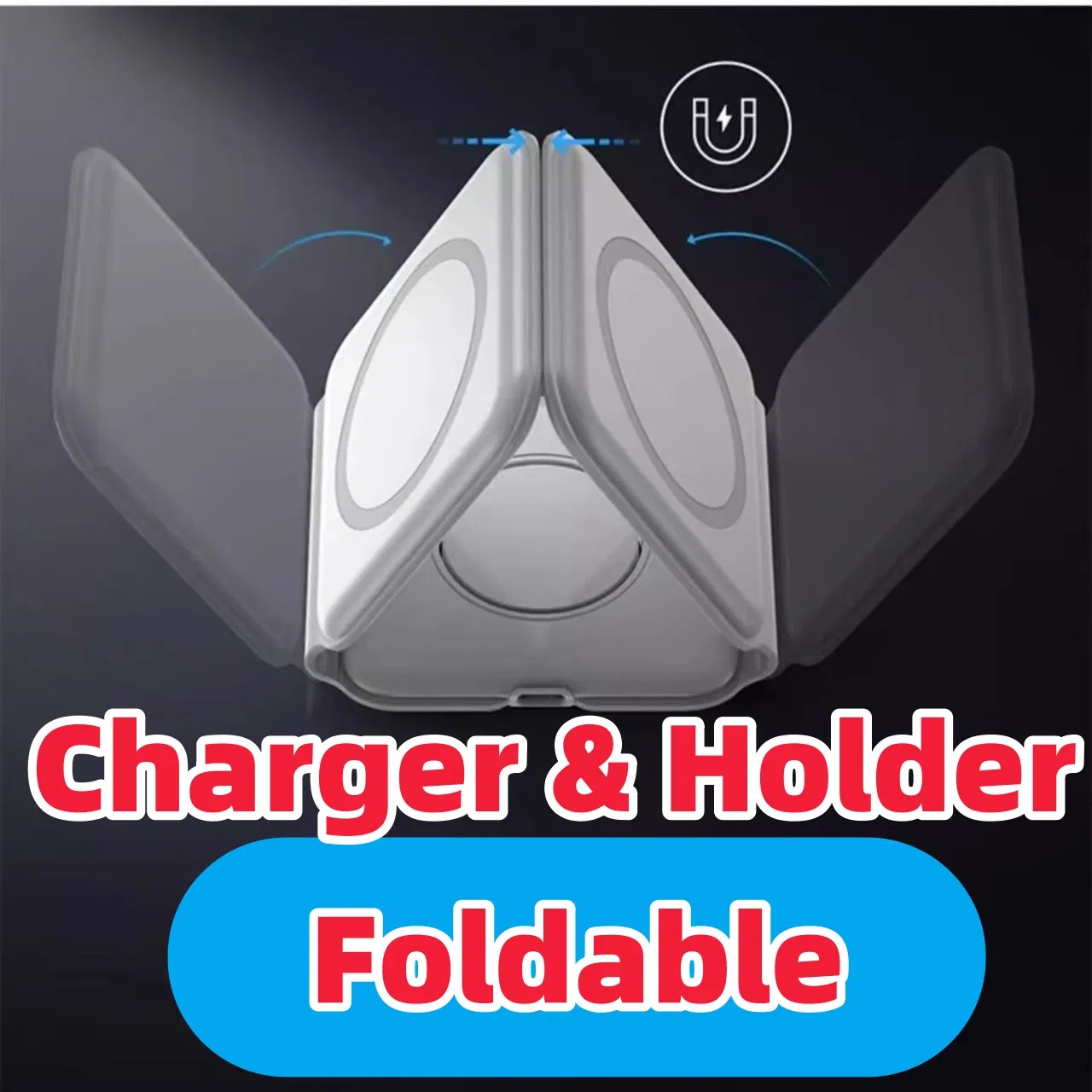 Складная беспроводная зарядка 3 в 1, 15Вт, белая/черная