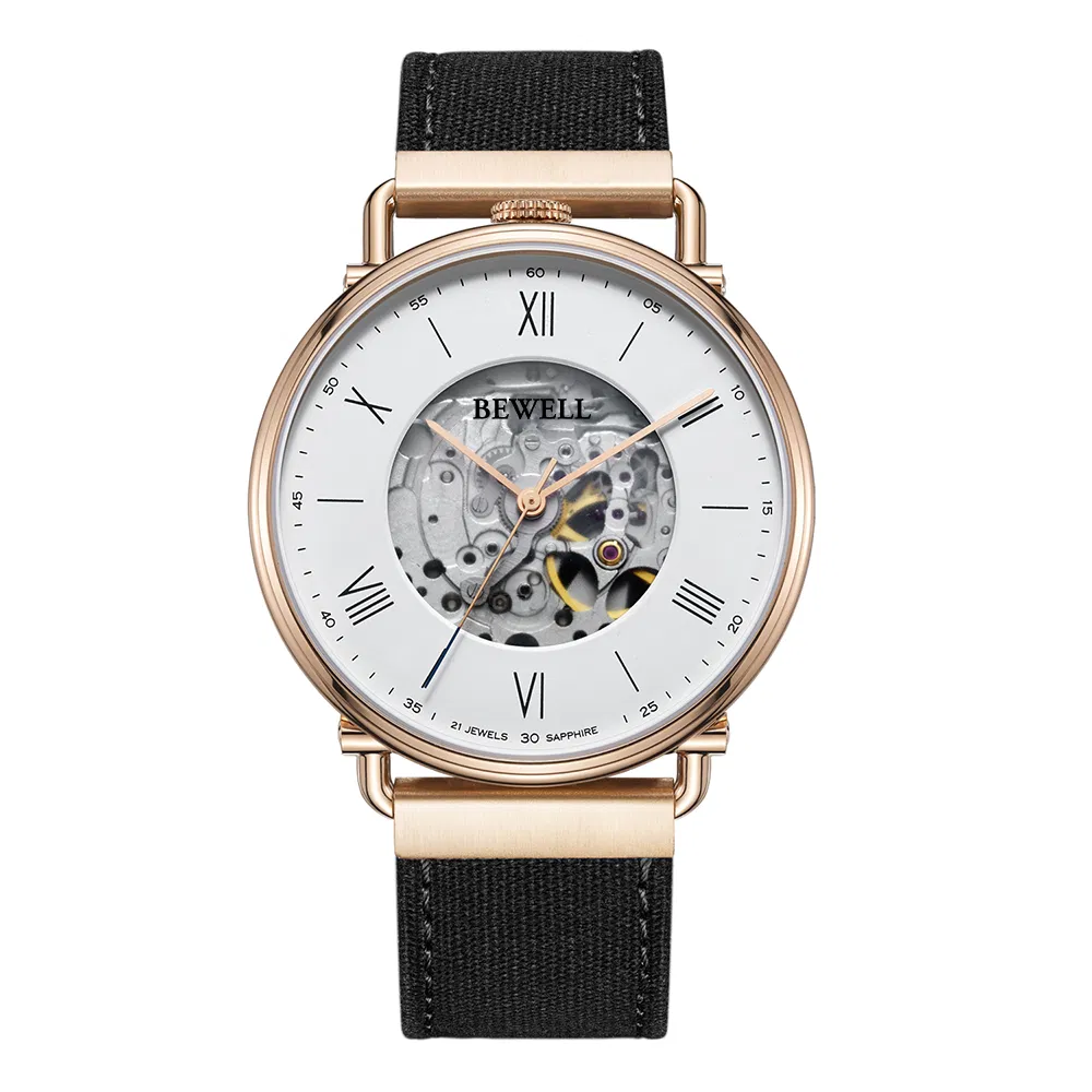 Wholesale High Quality Round Stainless Steel Mechanical Watch Low MOQ Custom Logo Luxury Skeleton Automatic Watch for Men