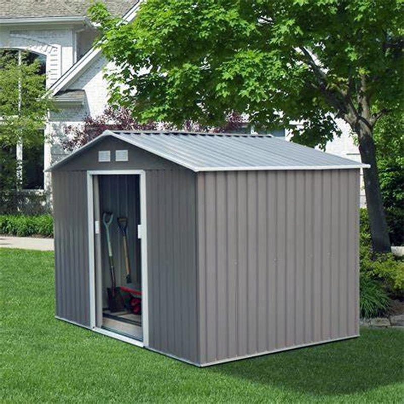 Galvanized Steel Square Tube Garden Shed with Double Sliding Door for Backyard