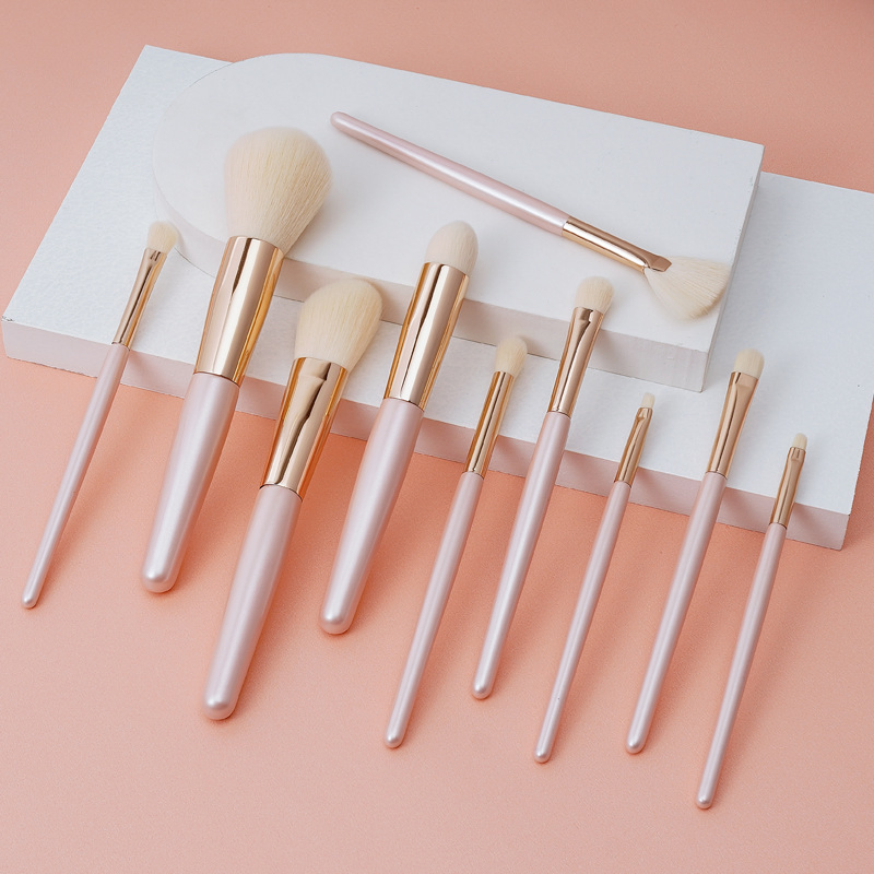 Makeup Brushes Wholesale 10PCS Cosmetic Brushes Set Cosmetic Blender with Fan Brush