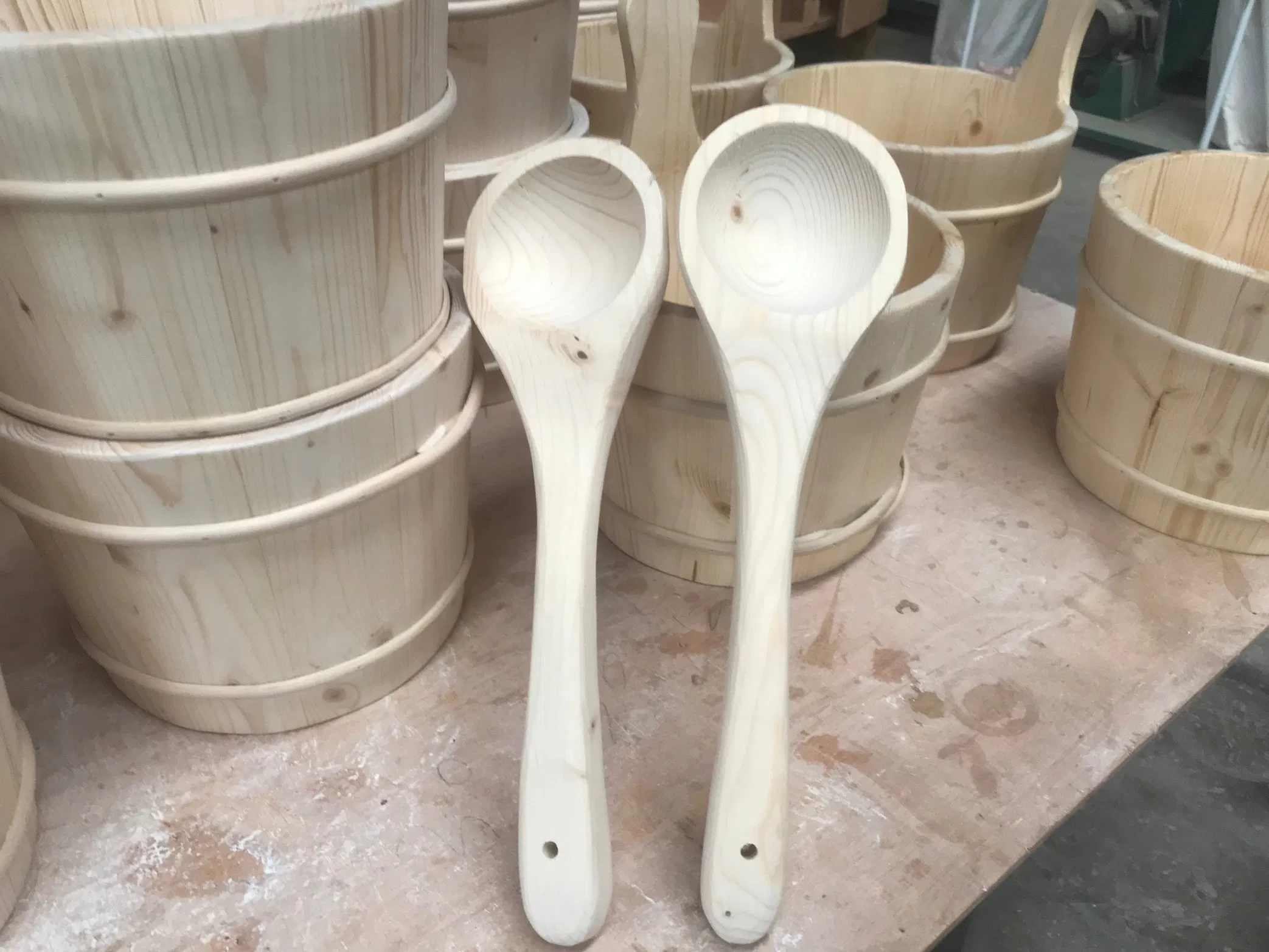 Sauna Pine Bucket with Water Ladle