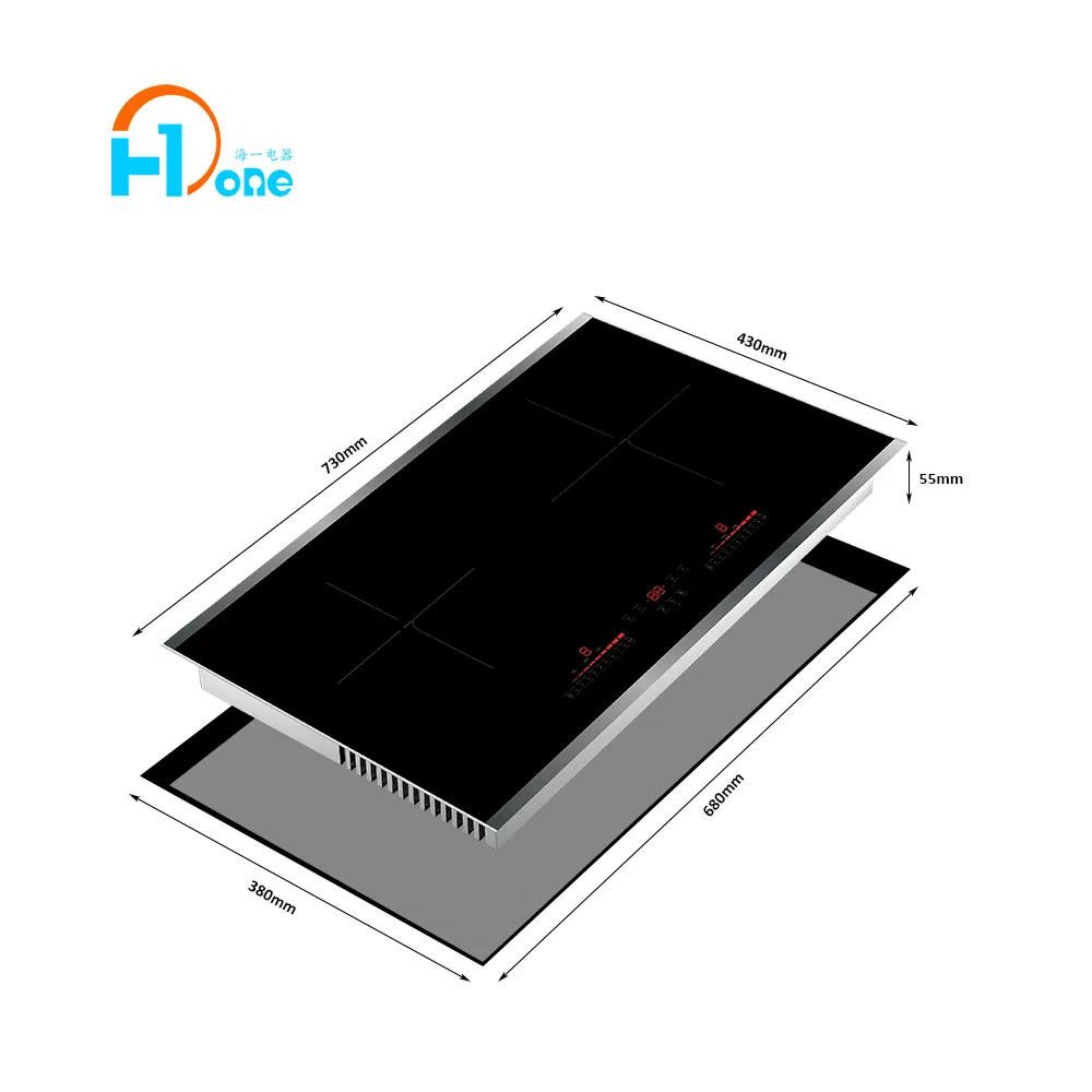 Double Induction Cooker with Touch Controls Black Hard Wired
