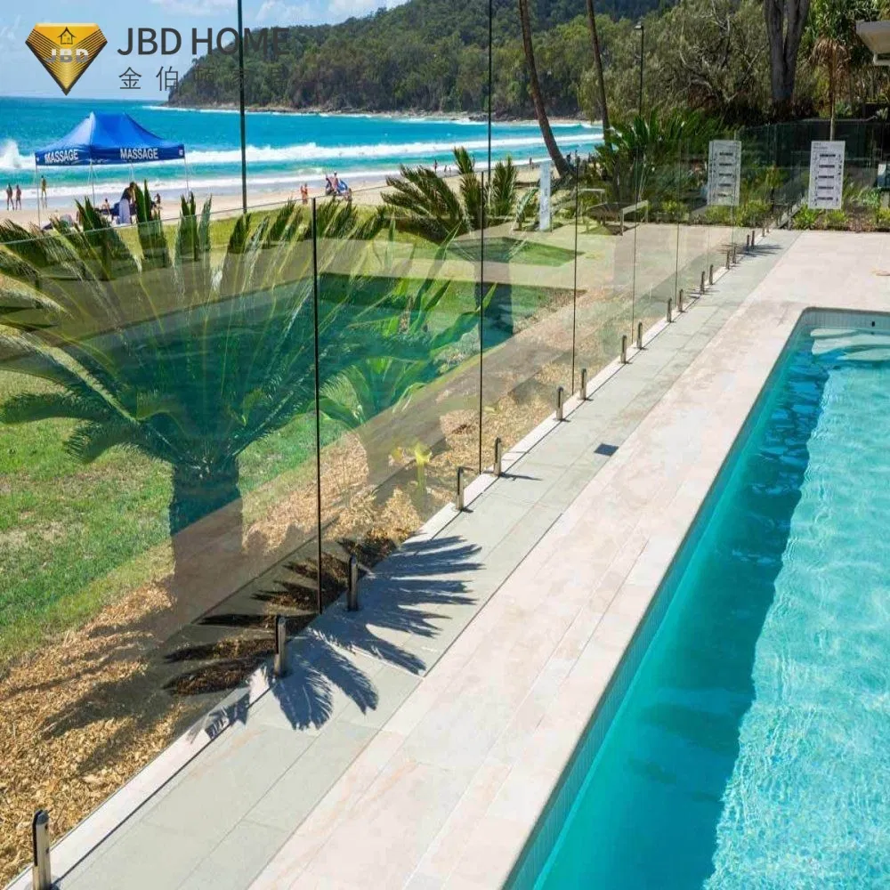 Outdoor Frameless Glass Railing System for Hotel Villa Apartment - Tempered Safety Glass with Aluminum U Channel Deck Balcony Railings