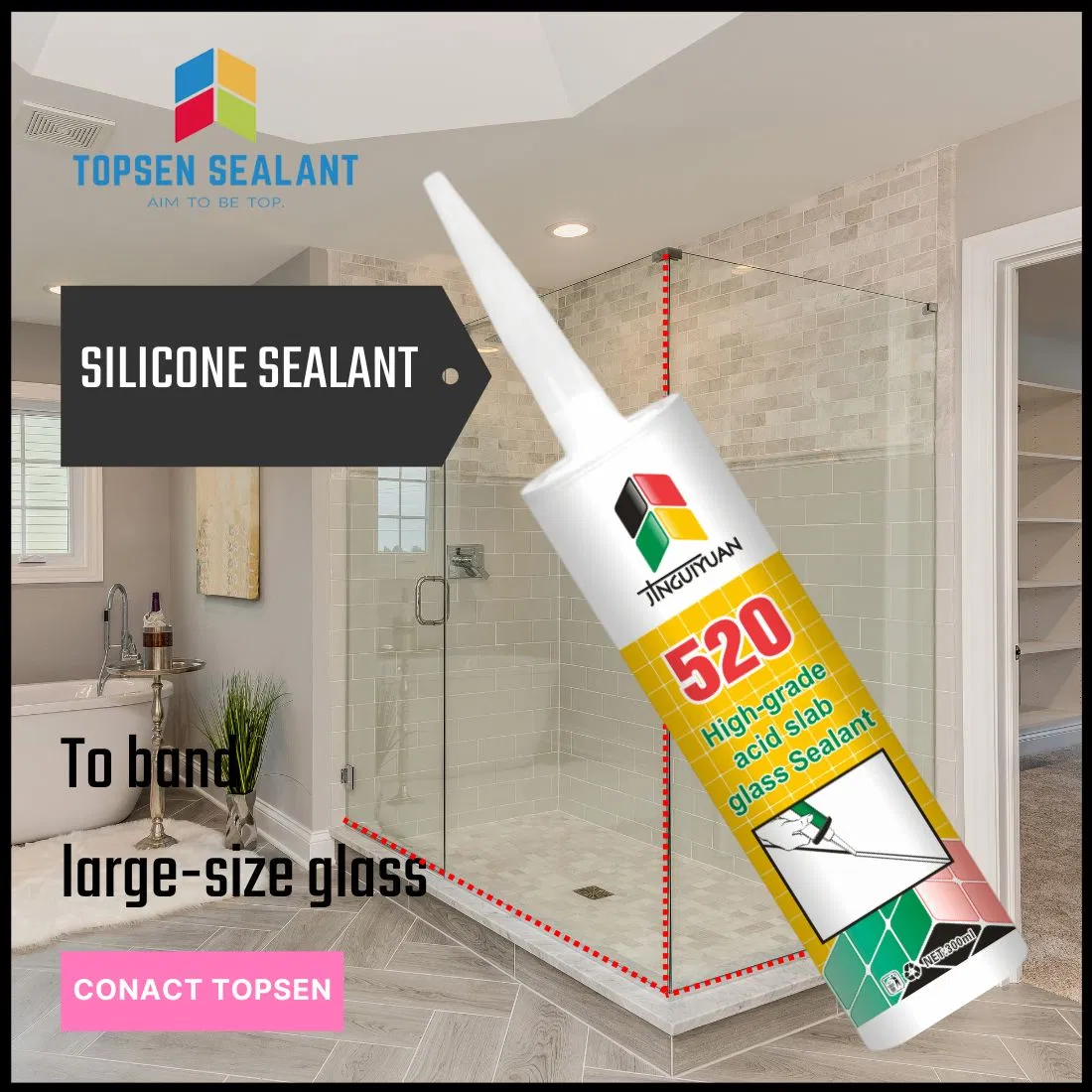 Transparent Super Fast Curing Acetoxy Silicone Adhesive for Glass Waterproof Bonding