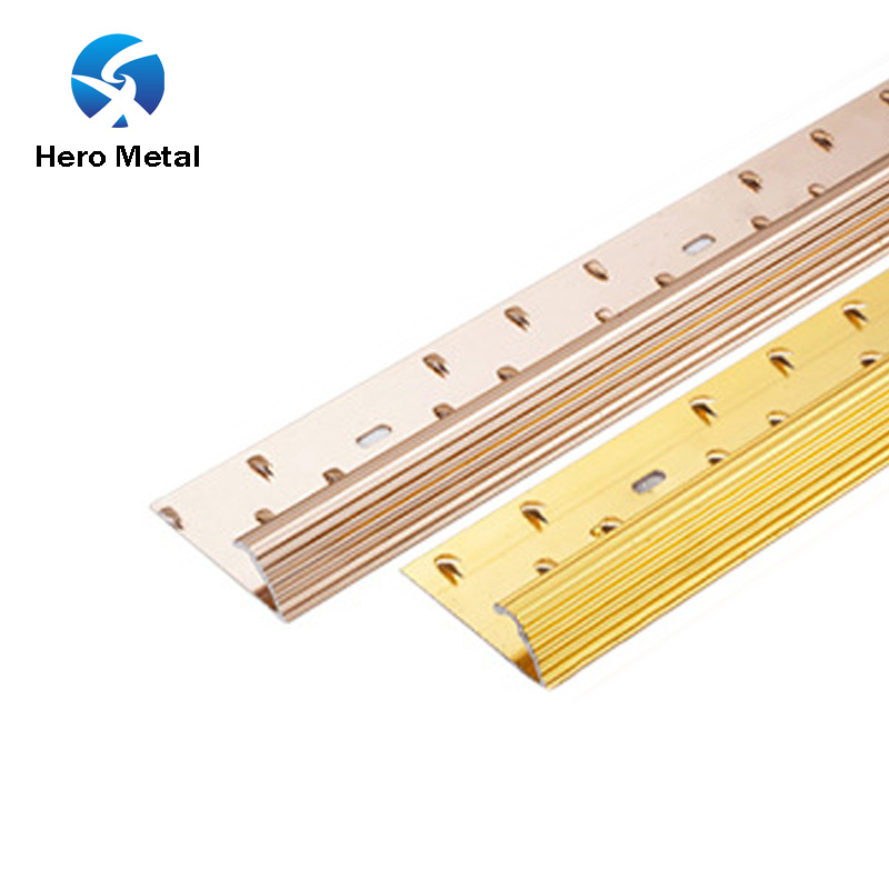 Factory Wholesale Carpet Profile Hero Metal Aluminum Wide Cover Strip China Low Price White Stone 2.3m Gold to Hard Wood Floor Threshold Transition Carpet Trim