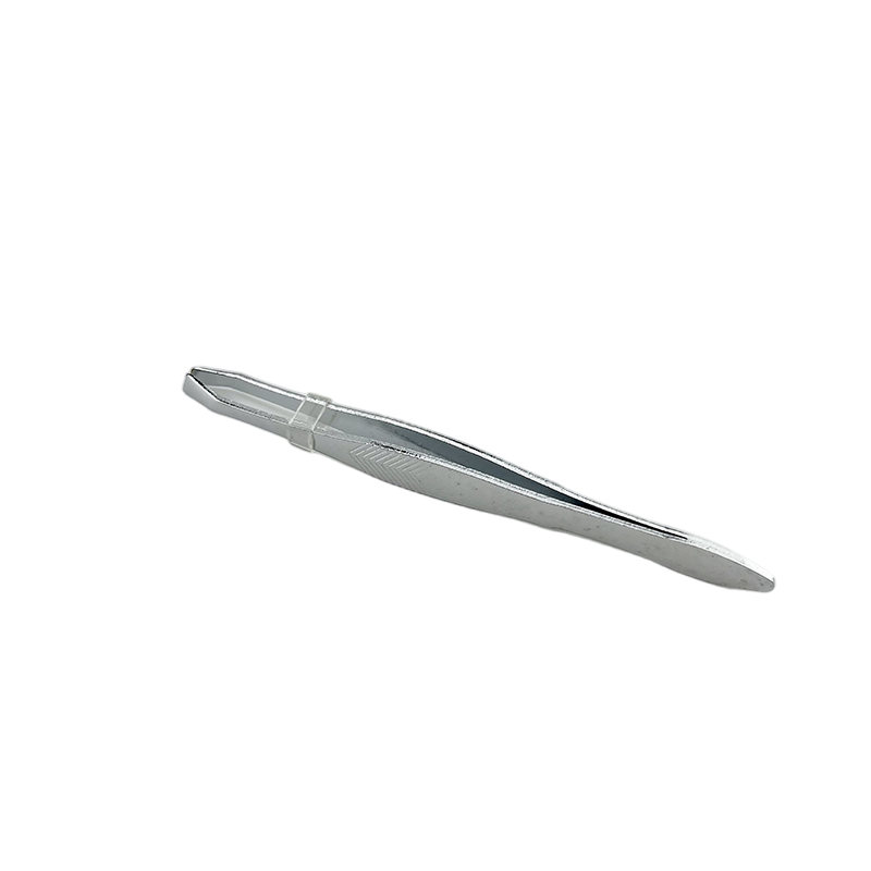 Beauty Makeup Tool Silver Flat Slanted Stainless Steel Eyebrow Tweezer