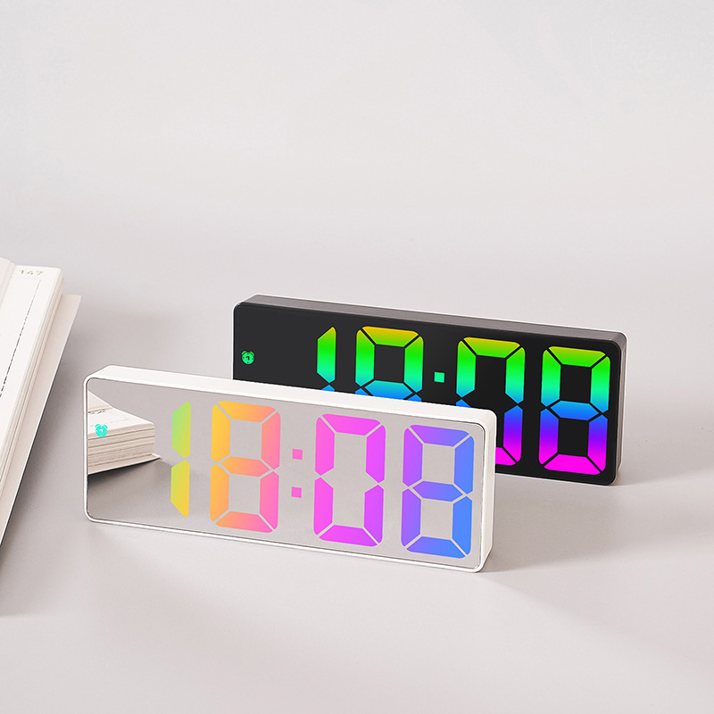 LED Large Character Electronic Clock Bedside Alarm Clock Simple Fashion Colorful Large Screen Clock