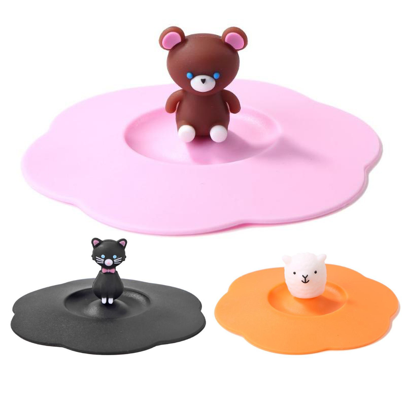 Cartoon Heat-Resistant Water Lid Dust Prevention Seal Leak Proof Silicone Cup Cover