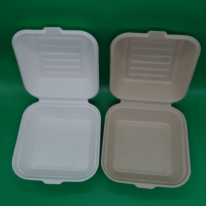 Compostable Sugarcane Bagasse Hamburger Burger Paper Container Take out Fast Food Packaging