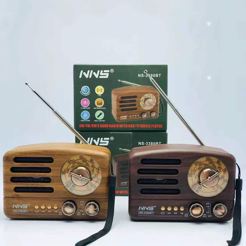 Ретро радио NS-3380BT с Bluetooth, деревянный корпус
