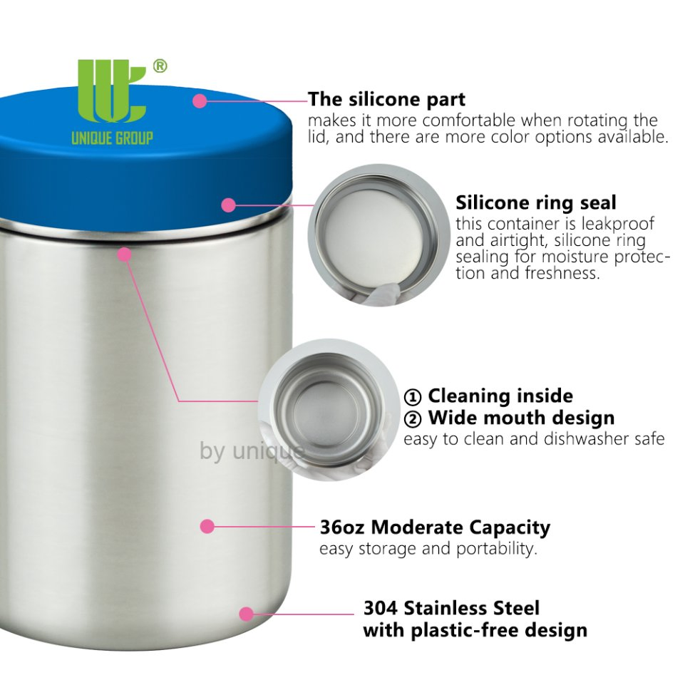 Leakproof Airtight Stainless Steel Supplement Canister Tea Powder Storage Canister for Protein Prep and Kitchen Shelf OEM