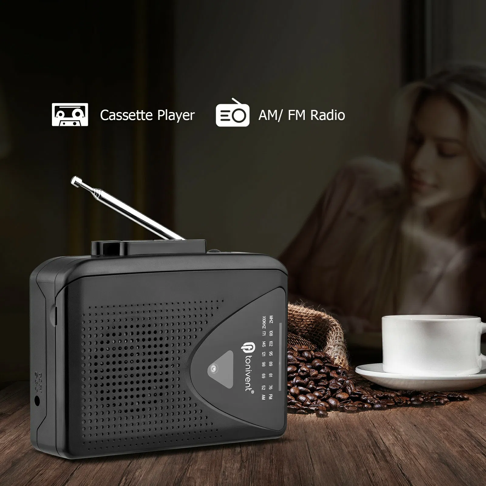 Портативный кассетный плеер Tonivent Ton009 с FM/AM радио