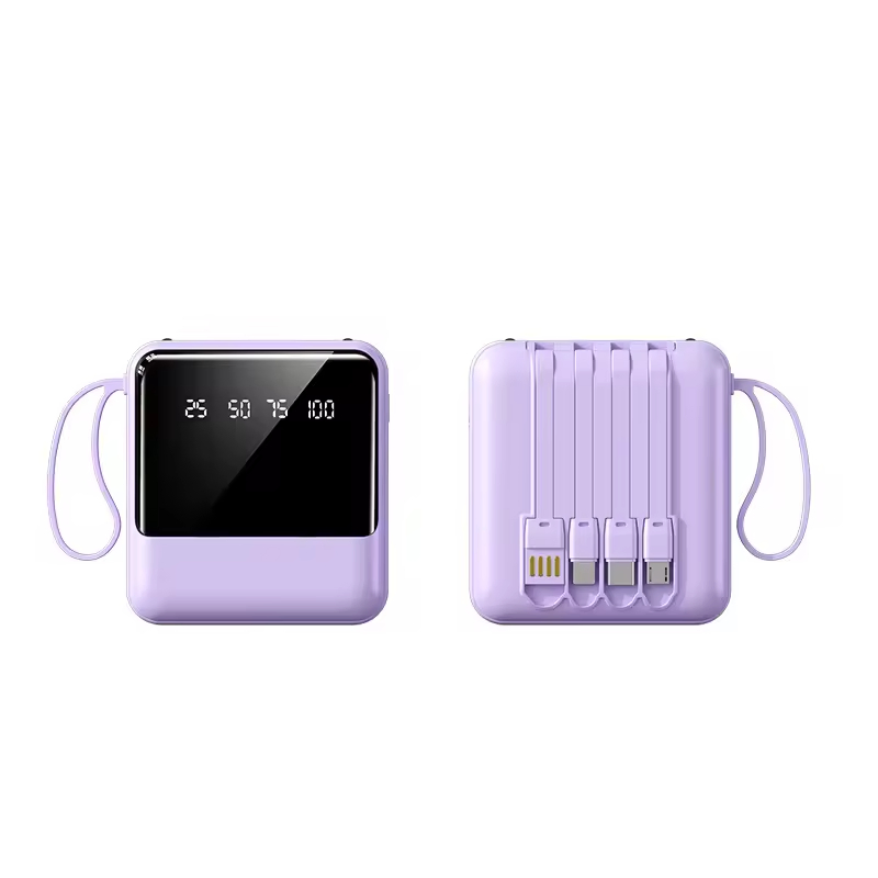 Портативный Power Bank 10000mAh с логотипом и встроенным кабелем