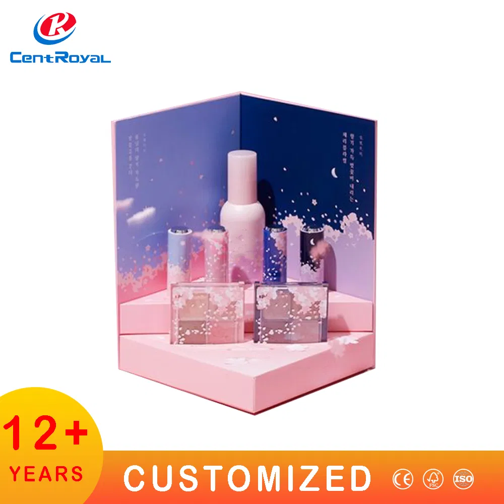 Stylish Acrylic Skincare Display Stand with Floral Accents