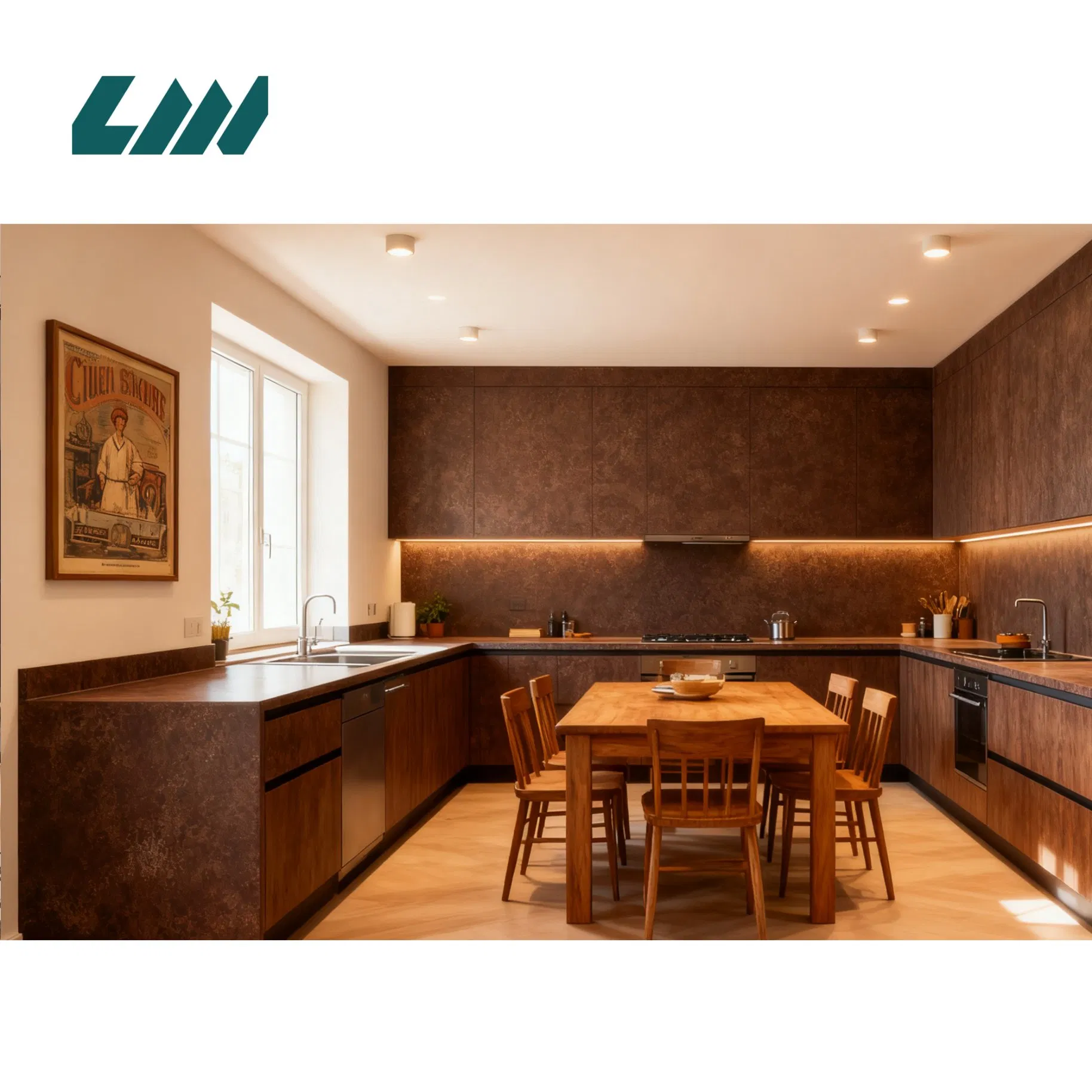 White Quartz Countertop, Engineered for Compatibility with Wooden Kitchen Islands