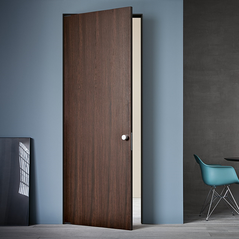 High-End Texture OEM ODM Custom Bedroom Doors Fire-Resistant Solid Wood Invisible Door Bathroom Indoor Aluminum Hidden Frame Door