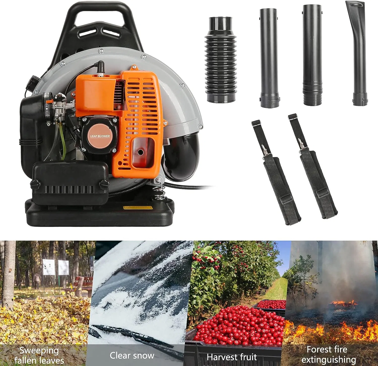 63cc 2 Stroke Commercial Gas Powered Yard Grass Lawn Blower Cordless Leaf Blower