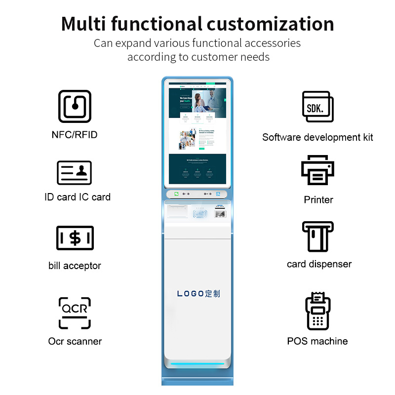 21.5 Inch Ordering Self-Service for Restaurant Barcode Bill Payment Kiosk Self- Service Curved Kiosks