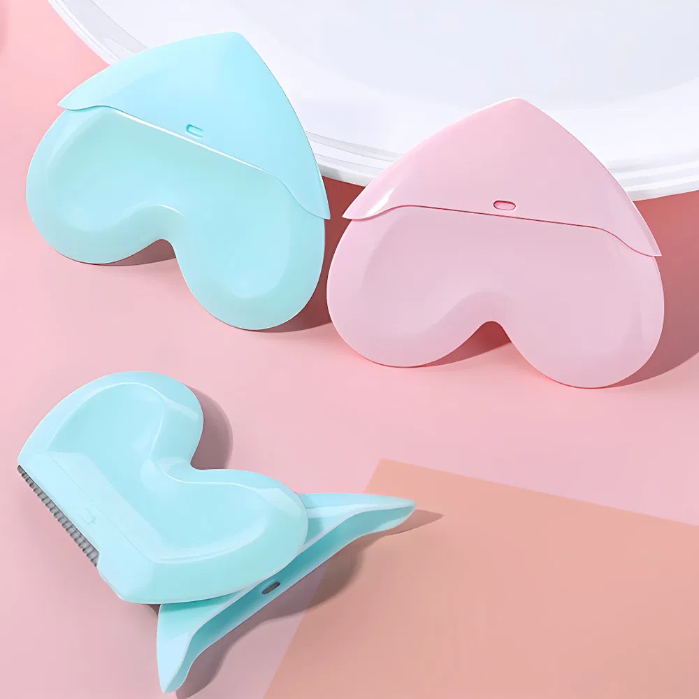 Stainless Steel Blade Heart Shape Facial Body Beard Razor Brow Eyebrow Face Hair Trimmer with Cover