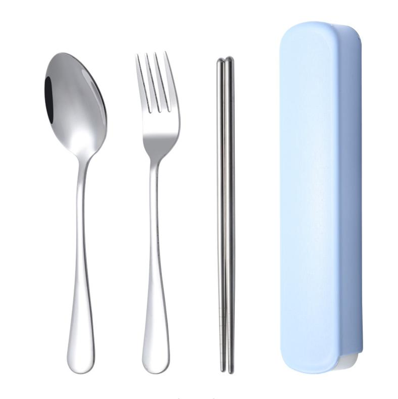 Wholesale Three Colors 304 Stainless Steel Portable Travel Camping Cutlery Set for Gift