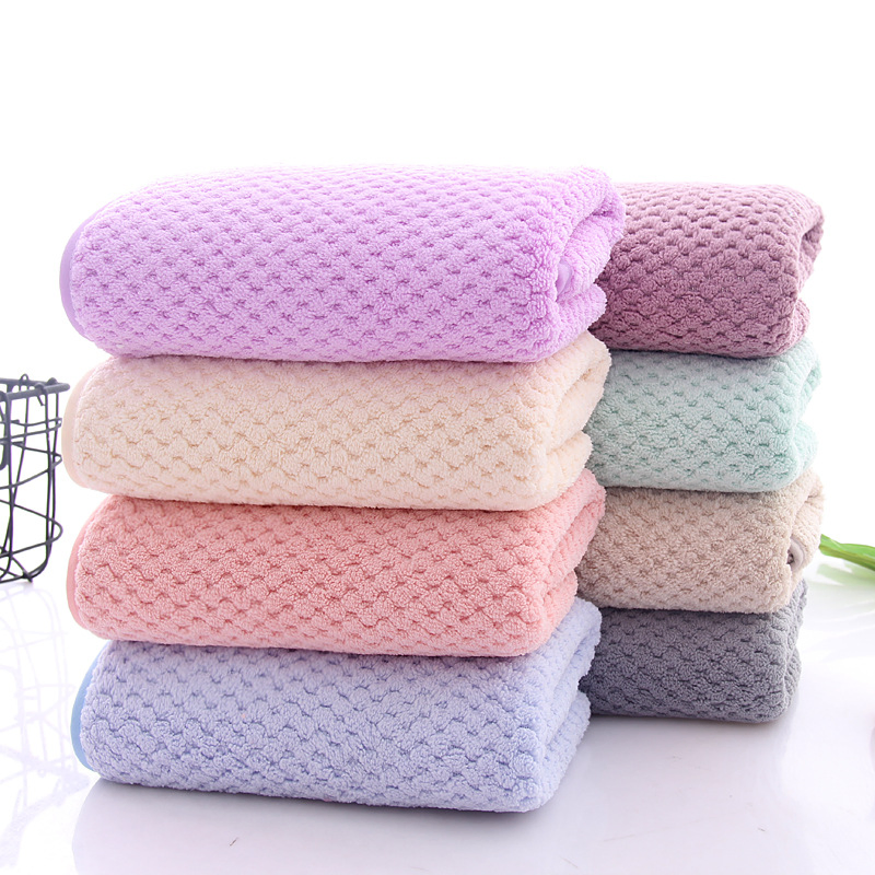 Luxury Hotel High Quality Coral Fleece Walf Checks Bathroom Towel Sets