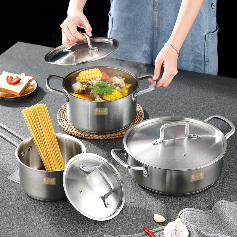 Anti-Corrosion Durable Stainless Steel Uniform Heat Conduction Base Stockpot Cooker Set