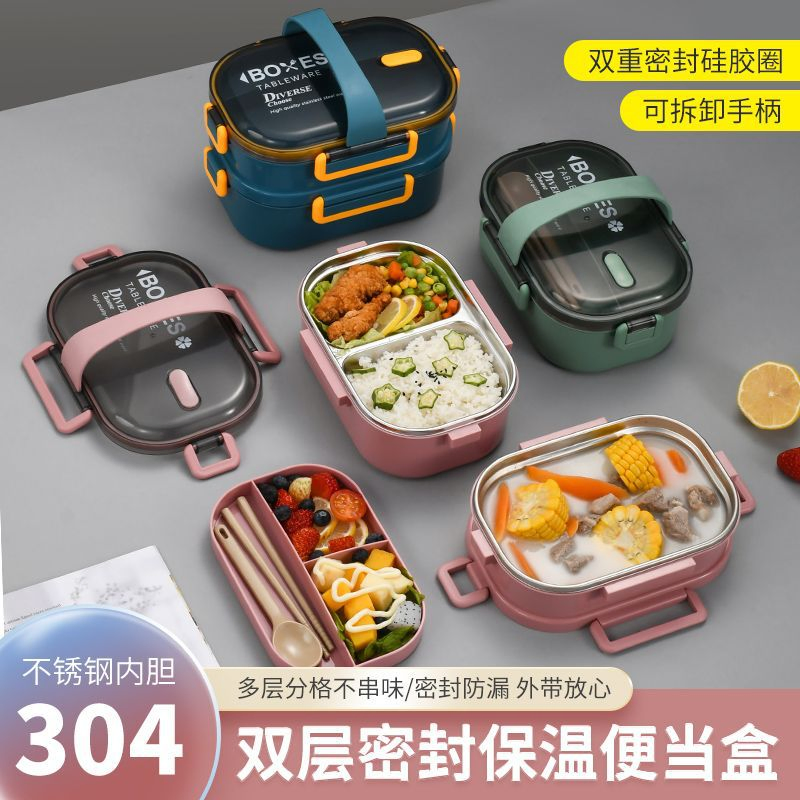 Rectangular Stainless Steel Thermal Lunch Box with a Lid