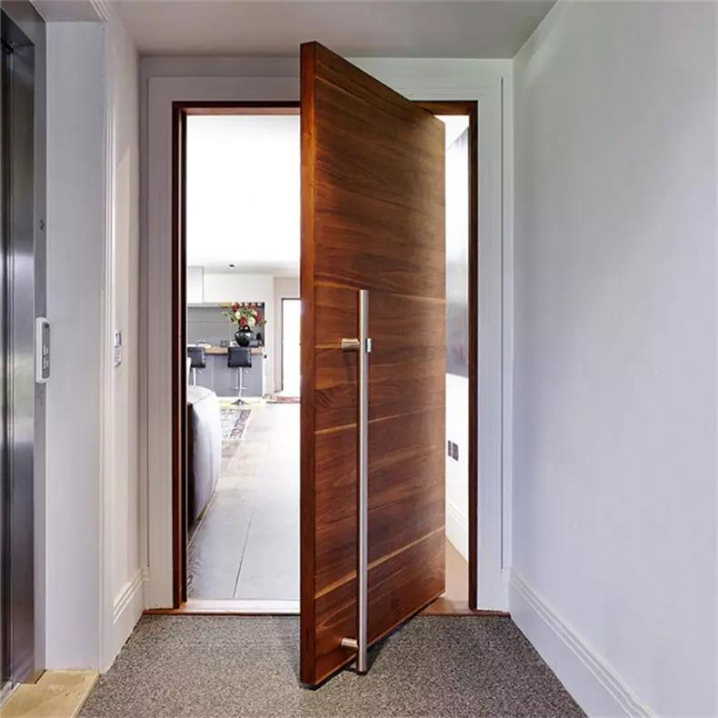 Interior Customizable Entrance Wooden Pivot Door Exterior Solid Core Double Swing Doors for Villa