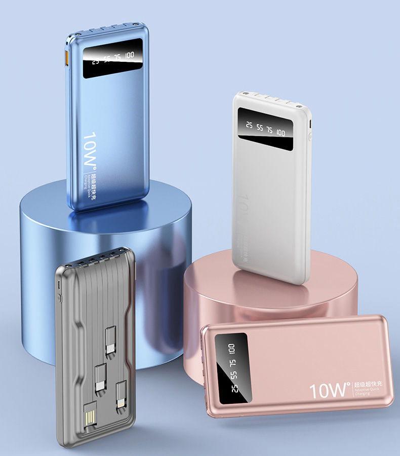 3 in 1 Detachable Cable 10000mAh Power Bank with Display