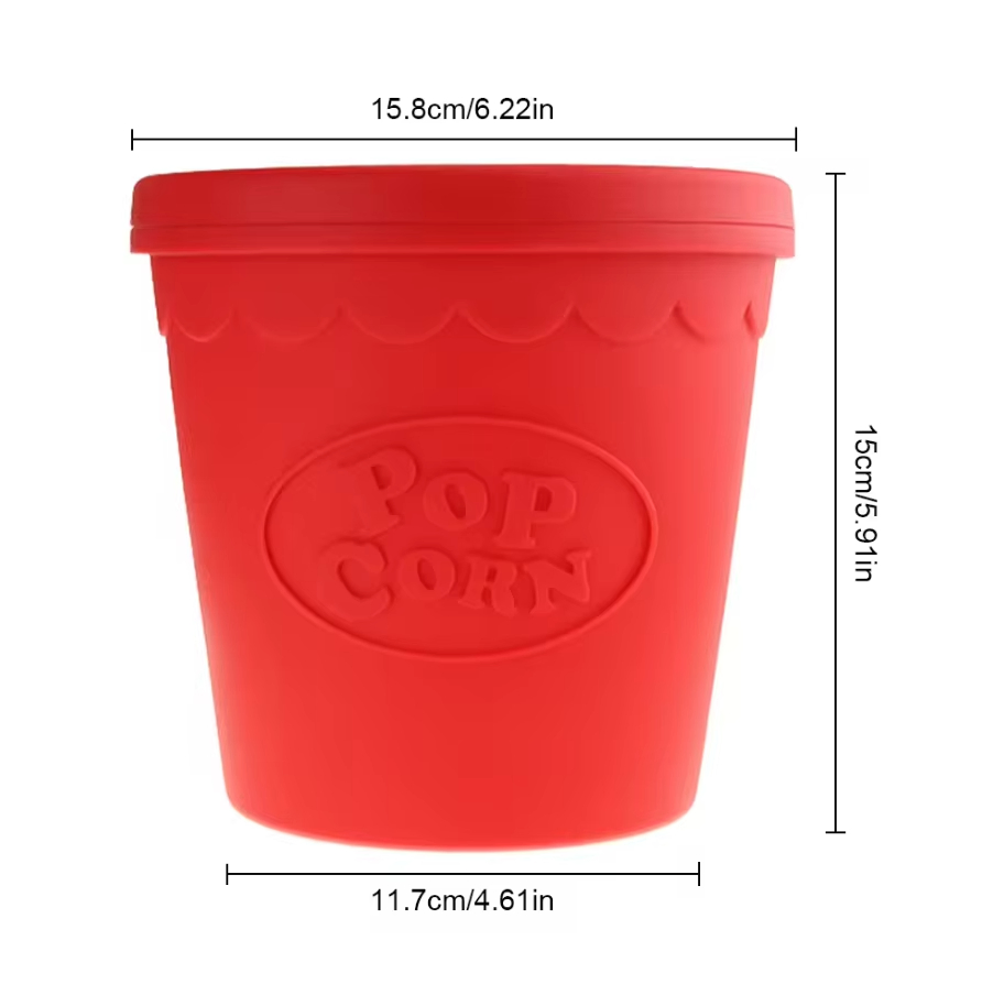High Quality Custom Classic Style Eco-Friendly Silicone Custom Popcorn Bucket Plastic for Home Microwave Popcorn Maker Bucket