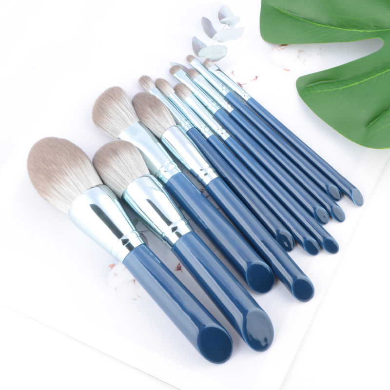 Professional 11PCS Blue Makeup Brushes Make up Brush Tools Kit Foundation Set Powder Blushes