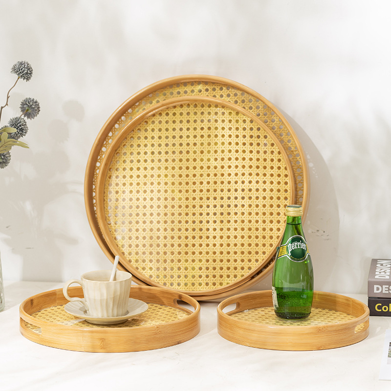 Versatile Rattan Tray for Serving Tea and Delicious Pastries