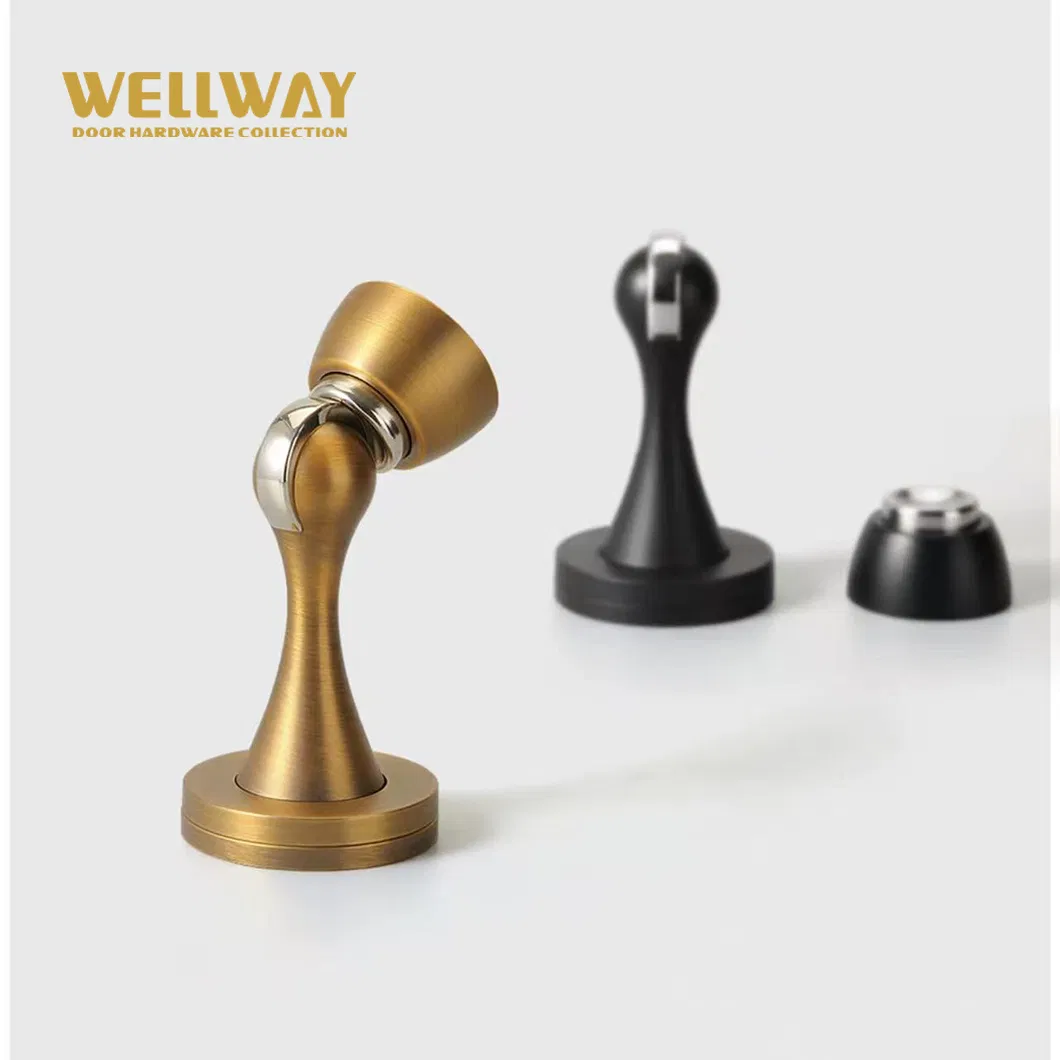 Matte Black Strong Magnetic Zinc Alloy Door Stopper with Minimalist Curved Form and Solid Round Base for Wall or Floor Mount - Wenzhou China Ds-02-012