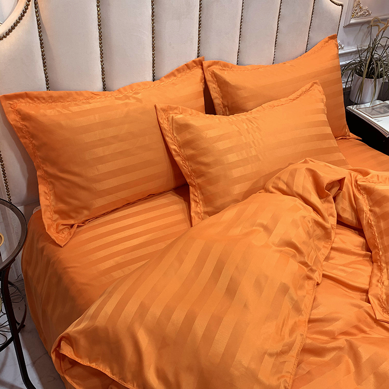 Hotel Home 3cm Stain Stripe Bedding Set Duvet Cover Bed Sheet Set