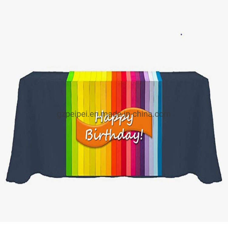 Promotional Products Trade Show Advertising Table Desk Cloth Custom Stretch Sublimation Logo Spandex Custom Table Cloth Table Cover