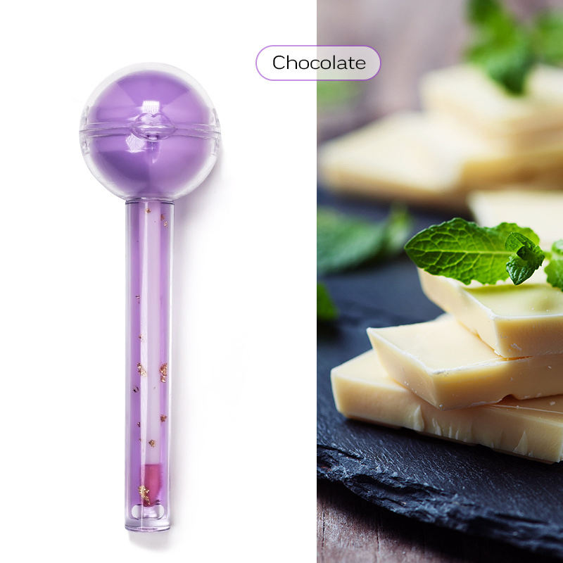 2 in 1 Natural Non-Toxic Magic Color Changing Kids Fruit Flavor Lollipop Lip Balm and Lip Gloss