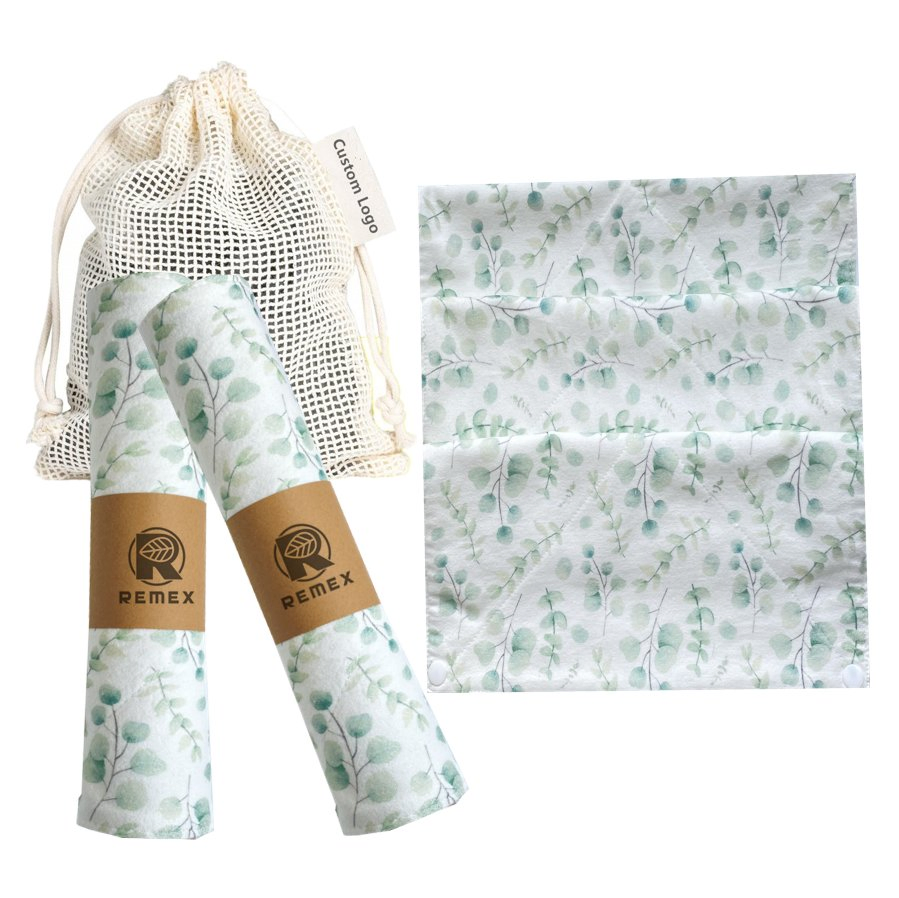Custom Organic Cotton Flannel Reusable Unpaper Towels Roll Washable Alternative Paper Towel Bamboo Paperless Kitchen Cloth Wipes