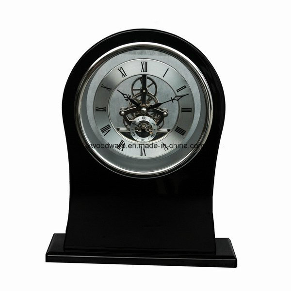 Black High Gloss Piano Finish Skeleton Arch Clock