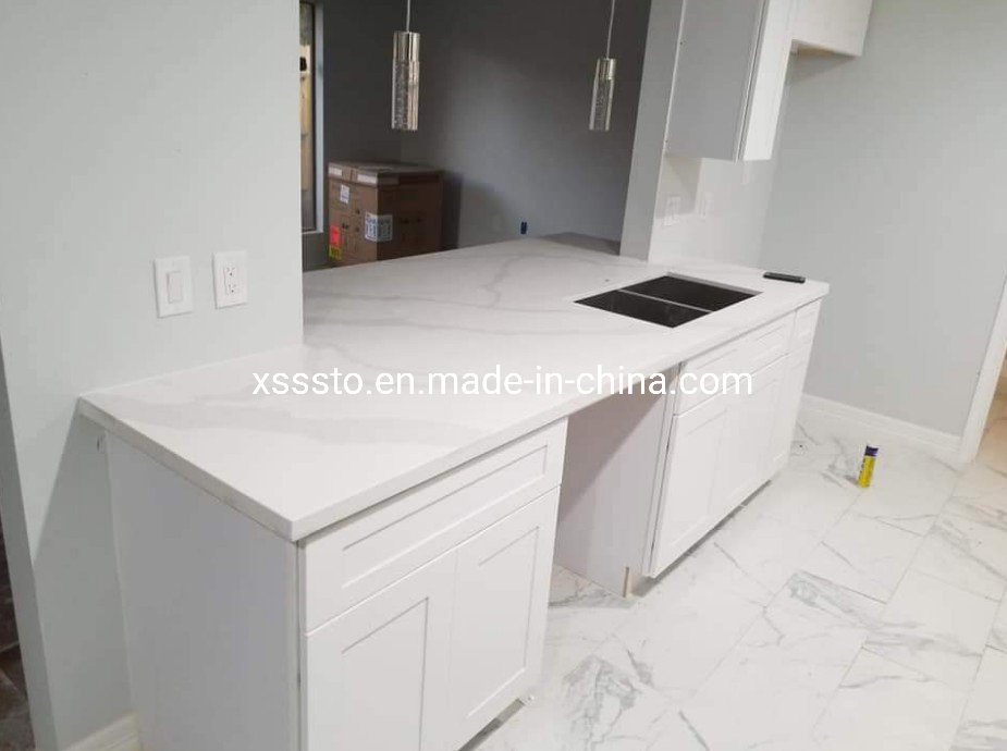 Customized Artificial White Quartz Countertops for Kitchen