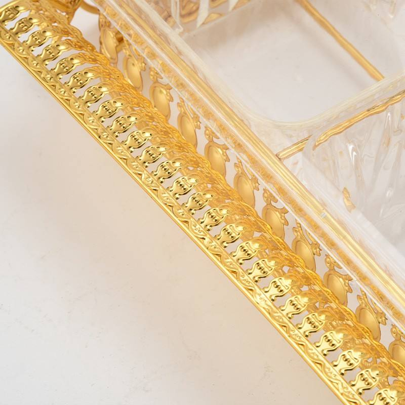 Gold Metal Car Shaped Ornament, Dried Fruit Candy Plate