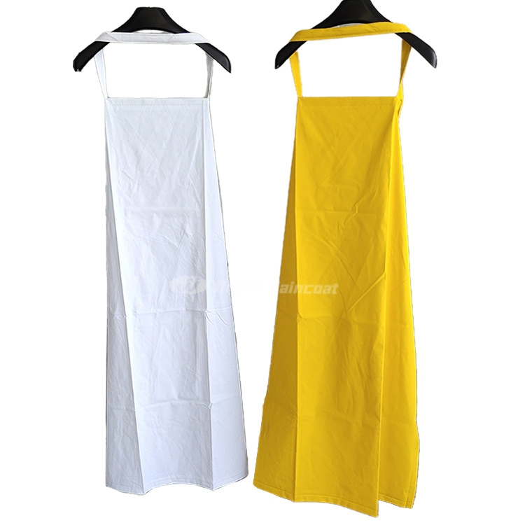 Custom Made Heavy Duty Butcher Abattoir Waterproof White PVC Polyester Apron PVC