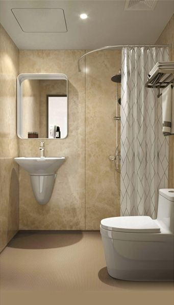 Resort Infrastructure Facilities Chemical Resistant FRP SMC Molded Impact-Proof Long-Life Prefabricated Integrated Bathroom